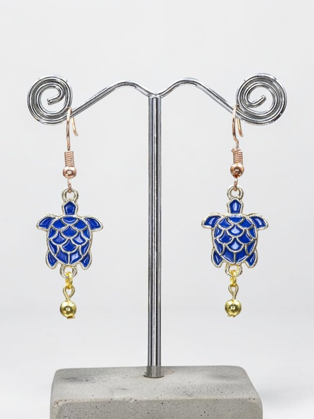 Blue Sea Turtle Earrings | Handcrafted Beach Jewelry - Picture 5 of 5